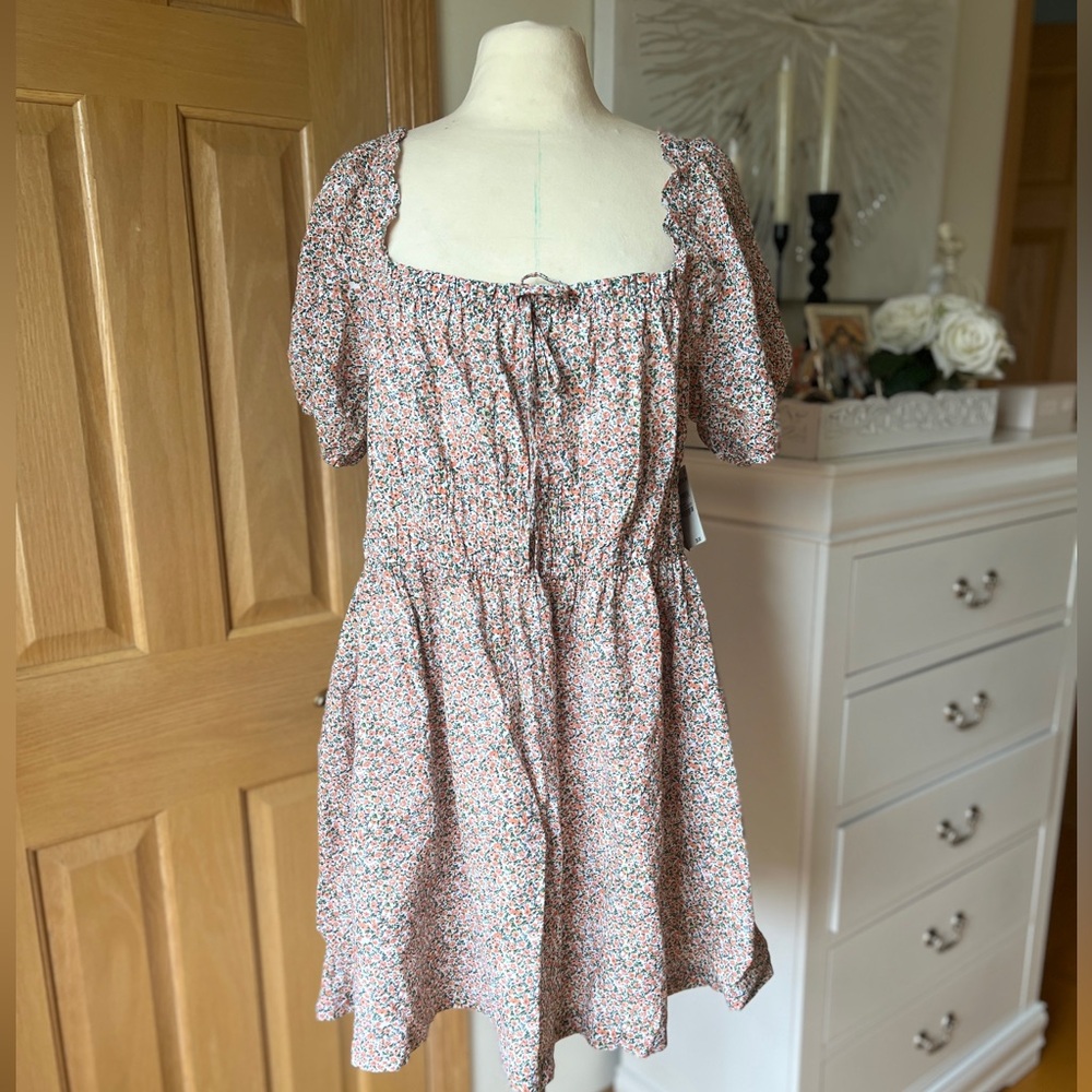 NWT 🤍BP Dress Women M Floral Cottagecore Mini Boho Puffed Sleeves 🤍plus size 14